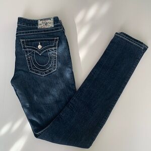 TRUE RELIGION WOMENS SKINNY JEANS WITH RHINESTONE BUTTONS•SIZE 29•EUC
